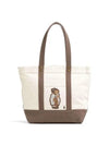 Bear Logo Cotton Tote Bag Ivory Brown - POLO RALPH LAUREN - BALAAN 1