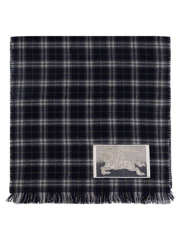 EKD Patch Check Pattern Fringe Scarf Navy - BURBERRY - BALAAN 1