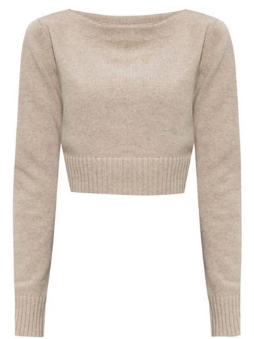 Angry Wool Cashmere Crop Knit Top Beige - MAX MARA - BALAAN 1