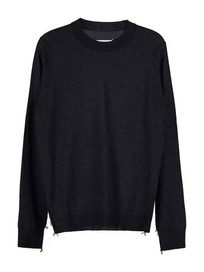 Back Stitch Crew Neck Wool Knit Top Charcoal - MAISON MARGIELA - BALAAN 2