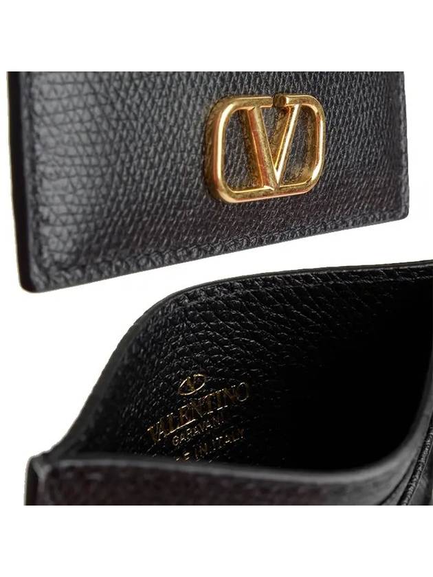 Gold Hardware Leather Card Wallet Black - VALENTINO - BALAAN 6