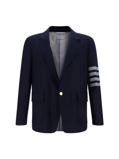 4 Bar Stripe Single Breasted Wool Jacket Navy - THOM BROWNE - BALAAN 1