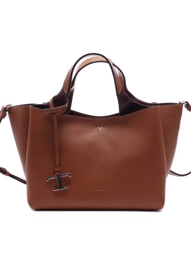 T Timeless Leather Mini Tote Bag Brown - TOD'S - BALAAN 2