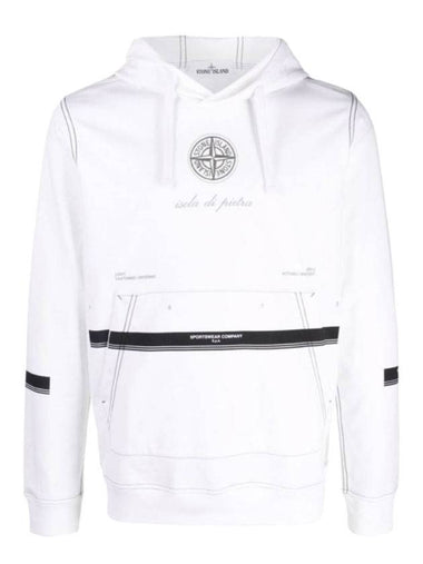 Slogan Print Hoodie White - STONE ISLAND - BALAAN 1