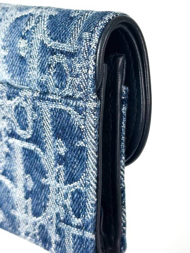 Dior Oblique Jacquard Saddle Accordion Card Holder Wallet Denim Blue - DIOR - BALAAN 6