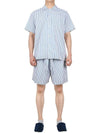Poplin Pajamas Organic Cotton Short Sleeve Shirt Placid Blue - TEKLA - 6