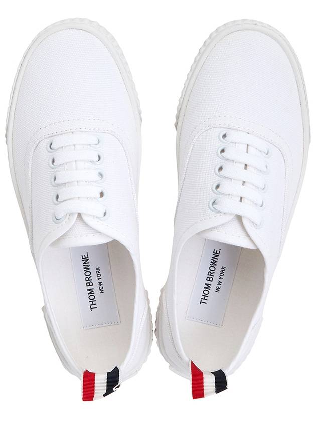 Women's Heritage Cotton Canvas Low Top Sneakers White - THOM BROWNE - BALAAN 3