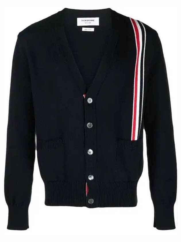 RWB Striped Intarsia Cotton Cardigan Navy - THOM BROWNE - BALAAN 2