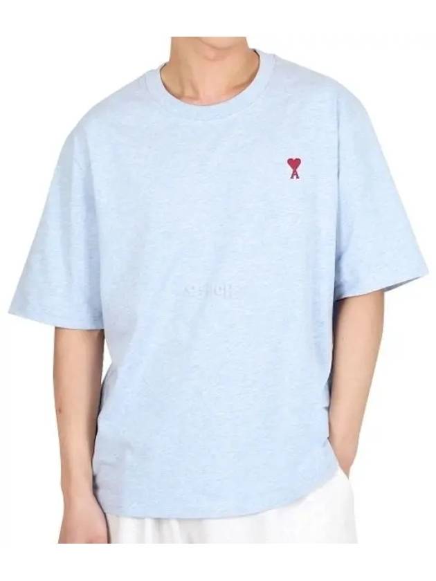 Small Heart Logo Boxy Fit Short Sleeve T-Shirt Light Blue - AMI - BALAAN 2