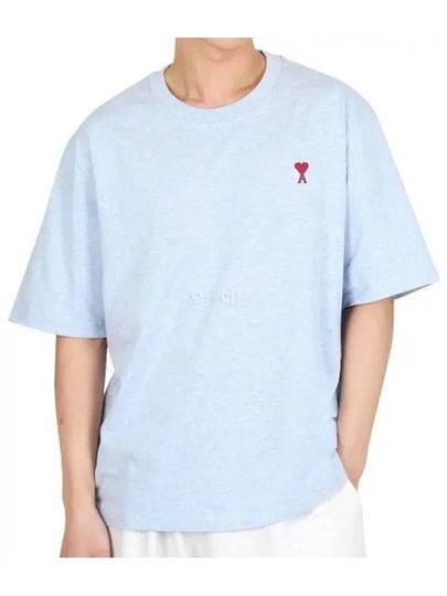 Small Heart Logo Boxy Fit Short Sleeve T-Shirt Light Blue - AMI - BALAAN 2