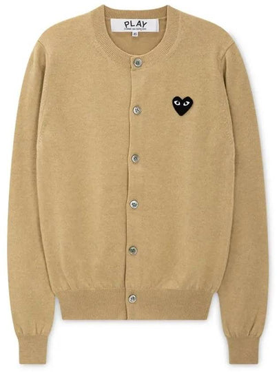 Black Wappen Wool Round Neck Cardigan Beige - COMME DES GARCONS PLAY - BALAAN 2