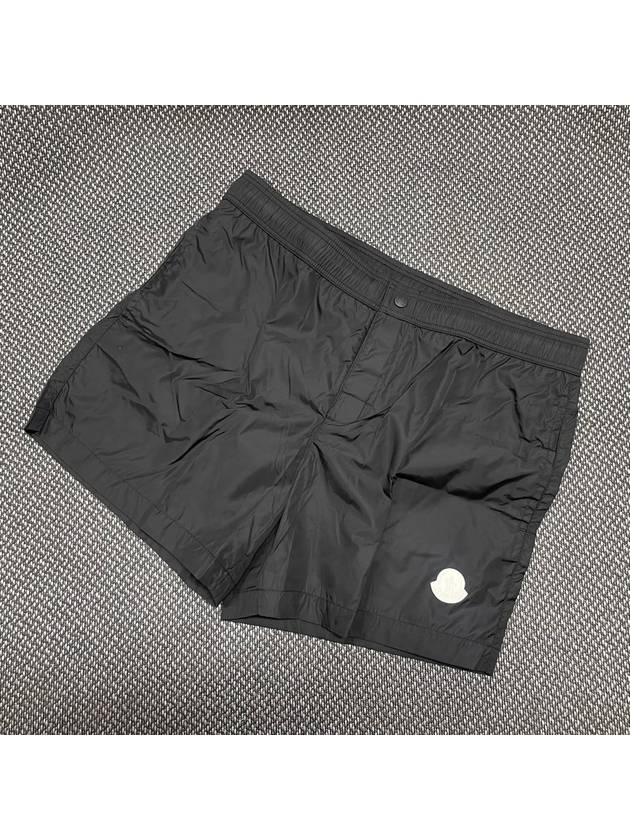 Men's Logo Patch Swim Shorts Black - MONCLER - BALAAN.