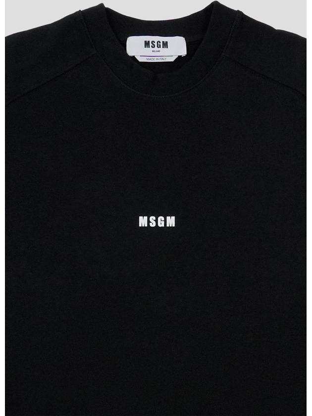 Micro Logo Print Cotton Sweatshirt Black - MSGM - BALAAN 4