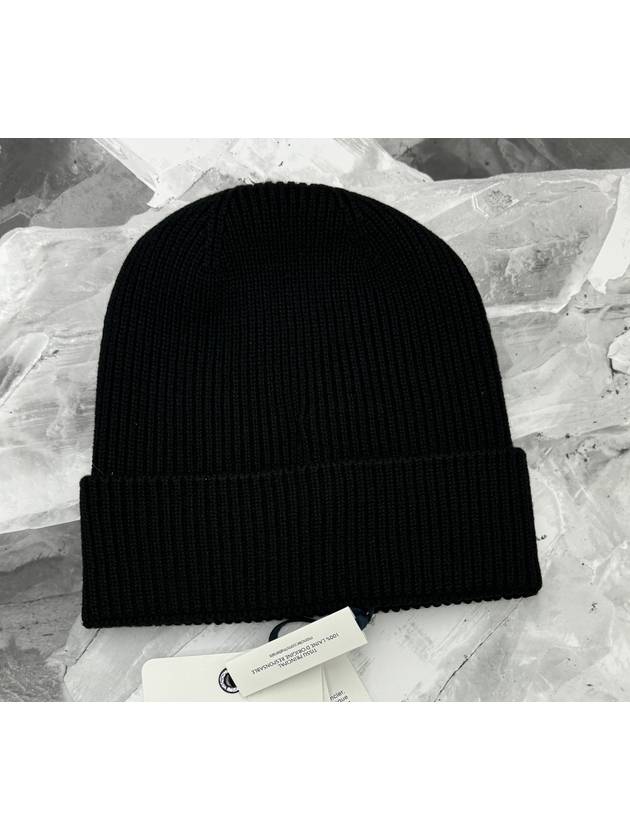 Logo Patch Wool Beanie Black 3B70500 A9342 999 - MONCLER - BALAAN 3