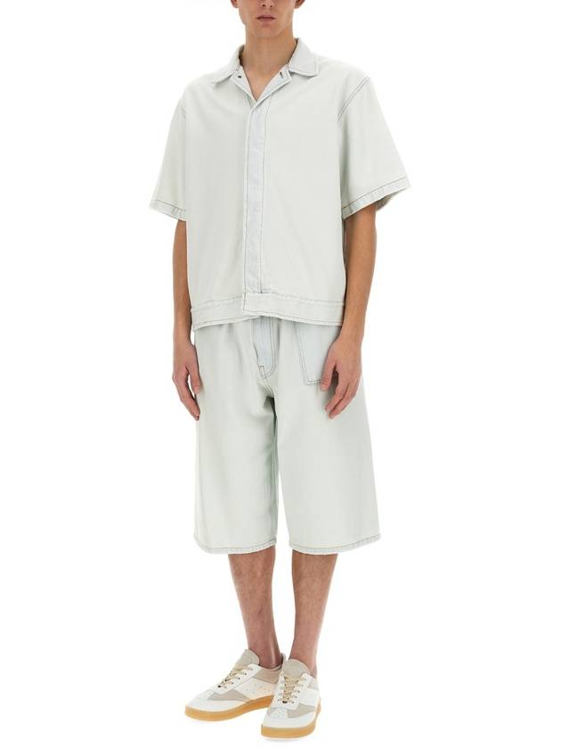 Men's Cutout Oversized Shorts Light Blue - MAISON MARGIELA - BALAAN 3