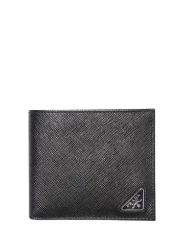 Saffiano triangle logo half wallet men - PRADA - BALAAN 1