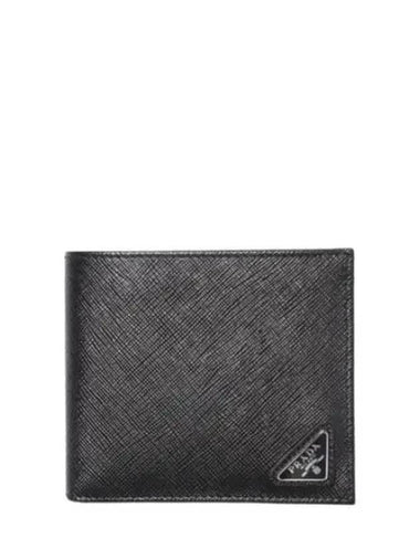 Saffiano triangle logo bi fold wallet - PRADA - BALAAN 1