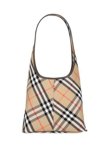 Small Check Pattern Cotton Shoulder Bag Beige - BURBERRY - BALAAN 1