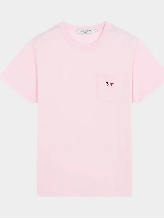 Tricolor Fox Patch Classic Pocket Short Sleeve T-Shirt Light Pink - MAISON KITSUNE - BALAAN 2