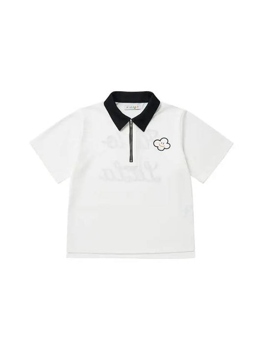 Hello LaLa Zip-Up Polo Shirt Black White - LALA SMILE - BALAAN 2