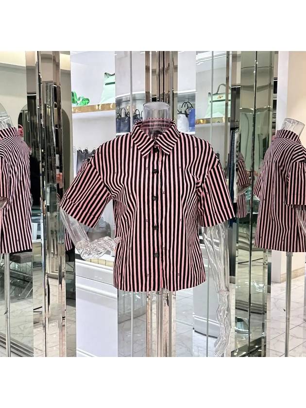 24M Coco Beach Striped Shirt 38 Black Pink 4ET1150 - CHANEL - BALAAN 1