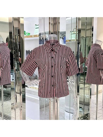 24M Coco Beach Striped Shirt 38 Black Pink 4ET1150 - CHANEL - BALAAN 1