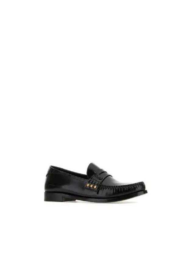 Mocassini Leather Monogram Loafer Black - SAINT LAURENT - BALAAN 3