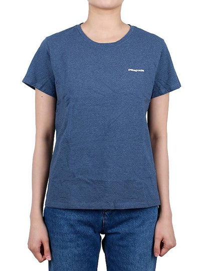 Women's P 6 Logo Responsible Short Sleeve T Shirt Utility Blue - PATAGONIA - BALAAN 2