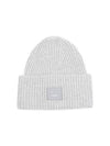 Face Patch Ribbed Wool Beanie Grey - ACNE STUDIOS - BALAAN 3