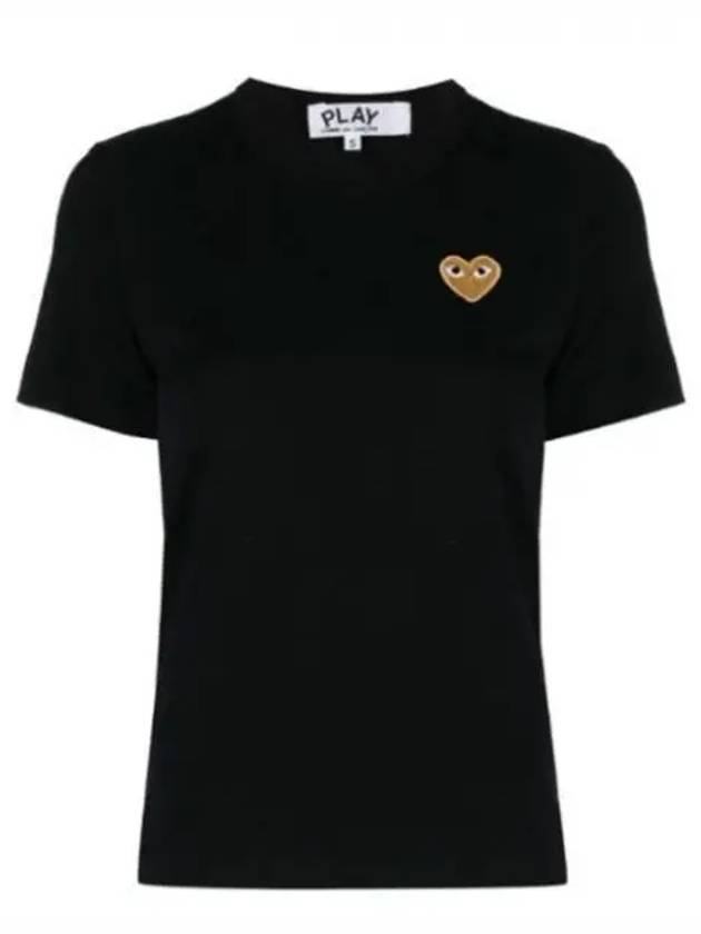 Small Gold Heart Wappen Patch Short Sleeve T-Shirt Black P1 T215 1 - COMME DES GARCONS - BALAAN 2