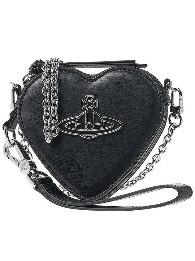 ORB Heart Chain Leather Cross Bag Black - VIVIENNE WESTWOOD - BALAAN 2