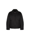 Intrecciato Leather Collar Tech Nylon Puffer Jacket Black - BOTTEGA VENETA - BALAAN 2