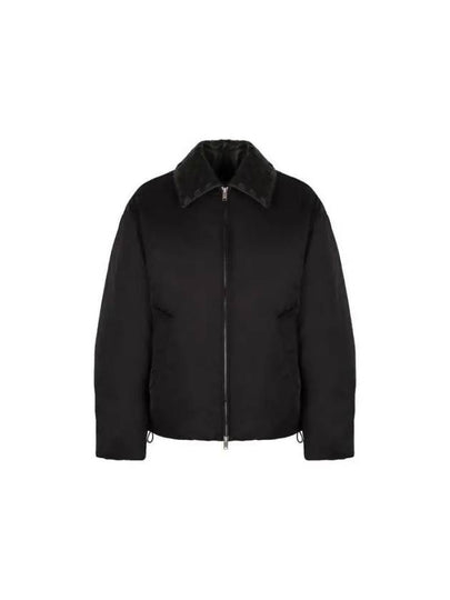 Intrecciato Leather Collar Tech Nylon Puffer Jacket Black - BOTTEGA VENETA - BALAAN 2