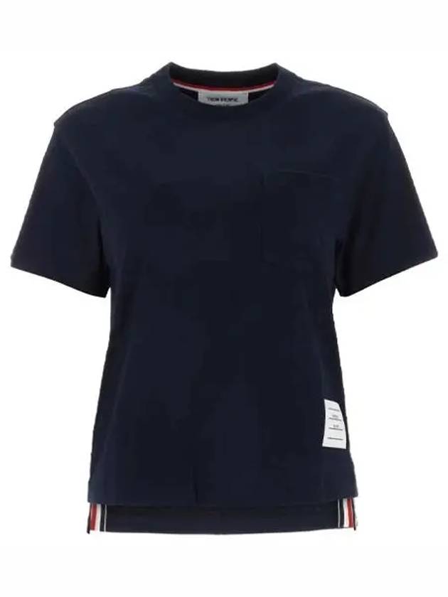 Midweight Jersey Boxy Pocket Short Sleeve T-Shirt Navy - THOM BROWNE - BALAAN 2