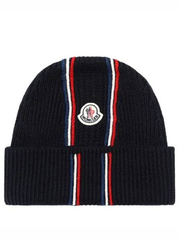 Logo patch tricolor wool beanie - MONCLER - BALAAN 1