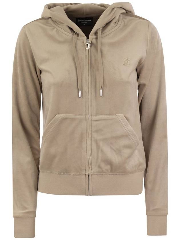 Velvet hooded zip up beige - JUICY COUTURE - BALAAN 2