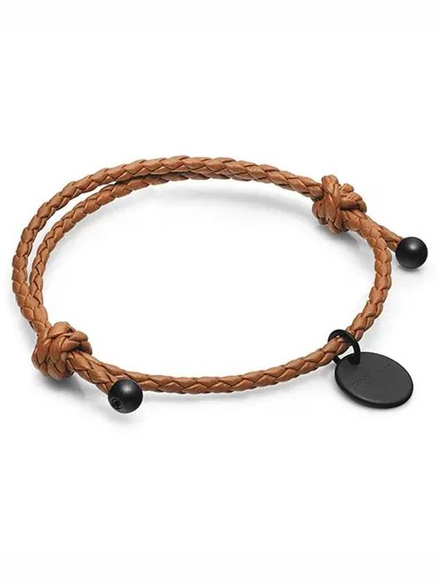 Intrecciato Leather Bracelet Brown - BOTTEGA VENETA - BALAAN 1