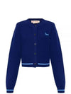 Embroidered Logo Virgin Wool Cardigan Blue - MARNI - BALAAN 2