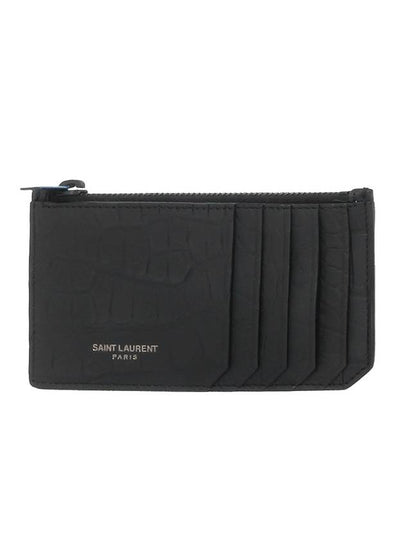 Real Crocodile Leather Card Wallet Black - SAINT LAURENT - BALAAN 2