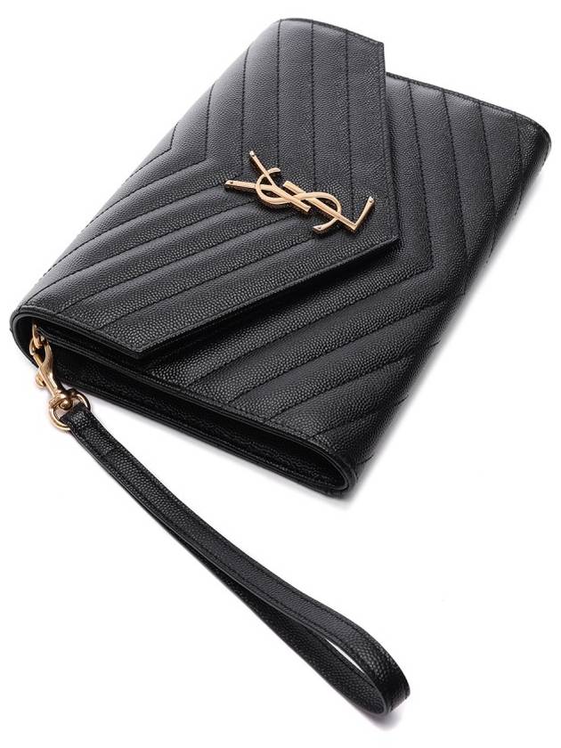 Grain De Poudre Cassandre Clutch Bag Black - SAINT LAURENT - BALAAN 6