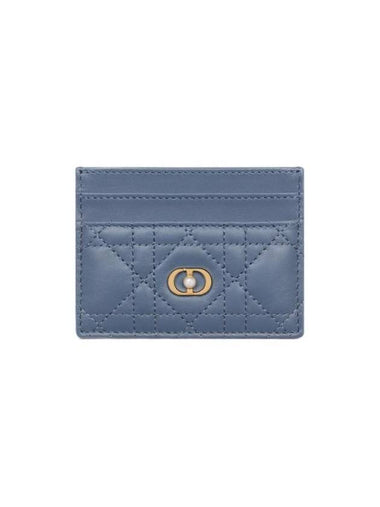 Jolie Freesia Card Holder Cannage Lambskin Denim Blue S3103UNJB M90B - DIOR - BALAAN 1