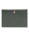 Pebble Grain Three Stripes Zipper Small Clutch Bag Dark Grey - THOM BROWNE - BALAAN 2