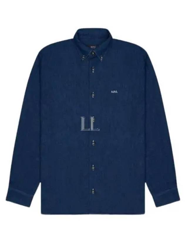 Mathias Embroidered Logo Long Sleeve Shirt Dark Blue - A.P.C. - BALAAN 2