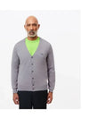 Men s Merino Wool V Neck Cardigan Gray - LACOSTE - BALAAN 2