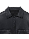 Padded leather shirt jacket black - NOIRER - BALAAN 5