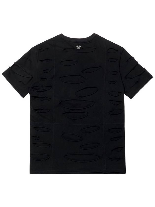 Recycle Cotton Skull Cut Out Logo Short Sleeve T Shirt Black - ULKIN - BALAAN 5