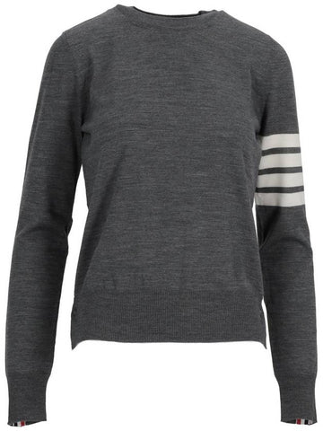 RELAXED FIT PULLOVER W/ 4 BAR IN FINE MERINO WOOL - THOM BROWNE - BALAAN 1