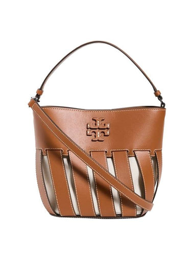 McGraw Stripe Die Cut Bucket Bag Brown - TORY BURCH - BALAAN 1