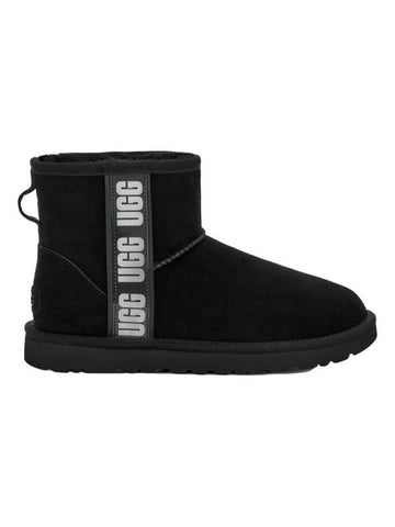 Women's Classic Mini II Side Logo Winter Boots Black - UGG - BALAAN.