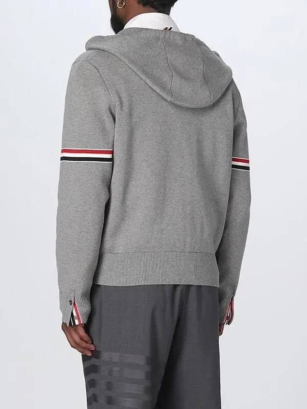 Cotton Milano Armband Zip Up Hoodie Light Grey - THOM BROWNE - BALAAN 7